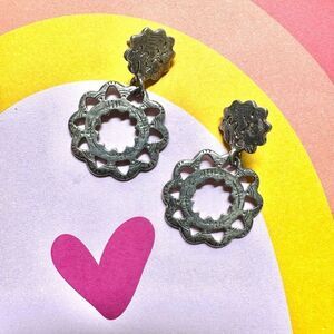 C. Stein silver tone double tier earrings